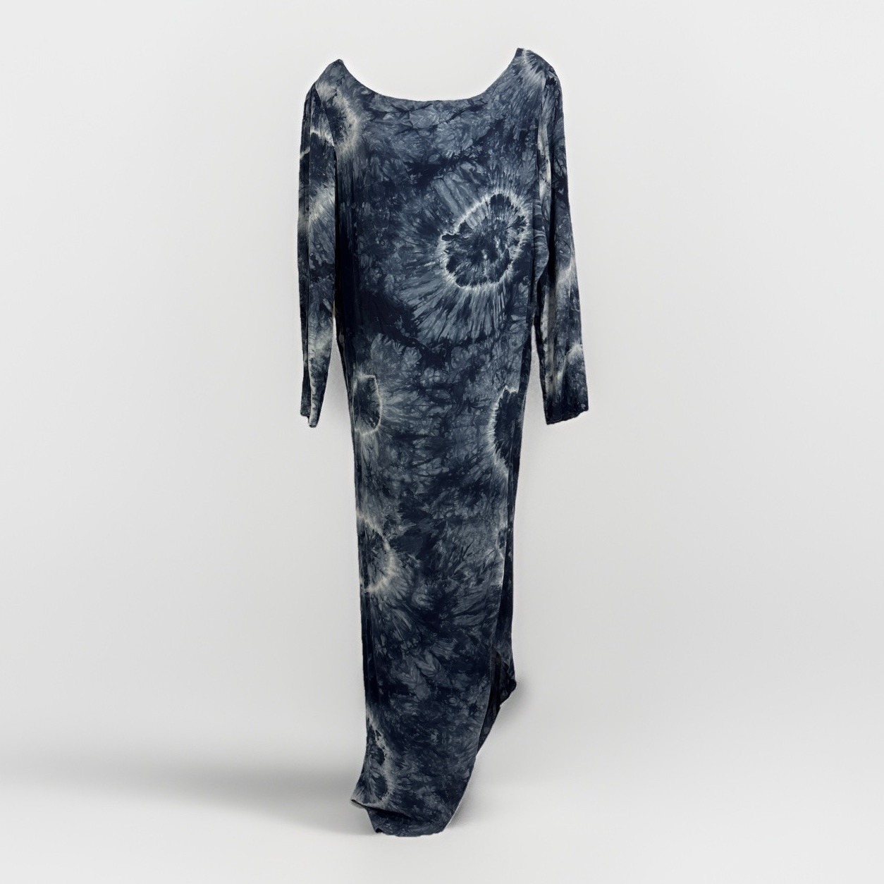 Tysa Blue White Tie Dye Maxi Dress Boho Relaxed Fit Long Sleeve Size 1 Msrp $225